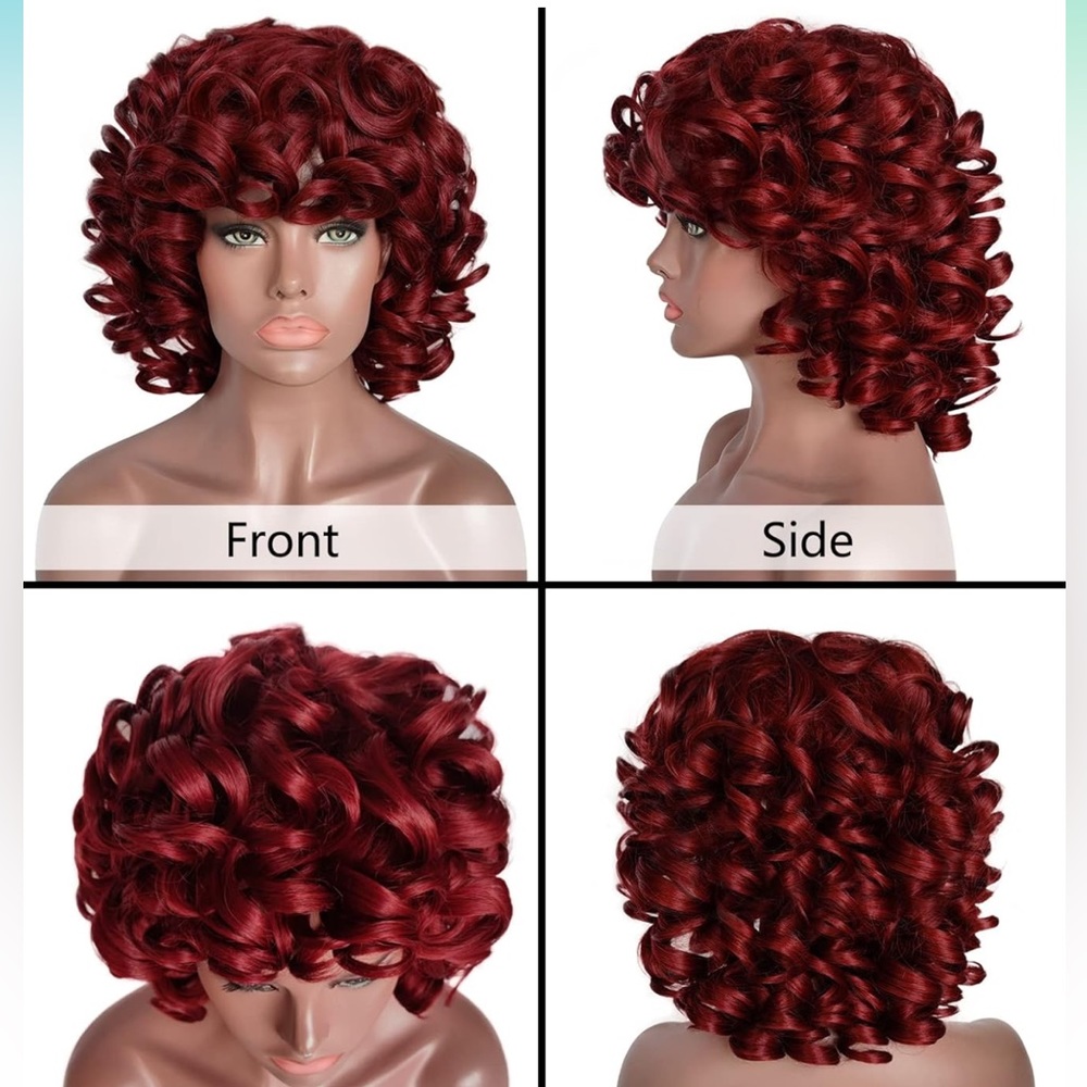 NWT Cute Burgundy Curly Wig